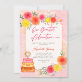 Our Greatest Adventure Floral Travel Zinnia Bridal Einladung (Vorderseite)