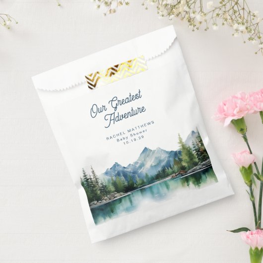 Our Greatest Adventure Forest Mountain Baby Shower Geschenktütchen (Versiegelt)