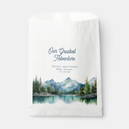Our Greatest Adventure Forest Mountain Baby Shower Geschenktütchen