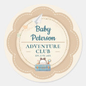 Our Greatest Adventure Teal Blue Cute Baby Shower Runder Aufkleber (Vorderseite)
