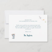 Our Greatest Adventure Vintage Blue Baby Shower Dankeskarte (Rückseite)