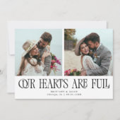 Our Hearts Are Full White Wedding Photo Dankeskarte (Vorderseite)