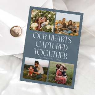 Our Hearts Schieferblau Multi Foto Valentinstag  Feiertagskarte