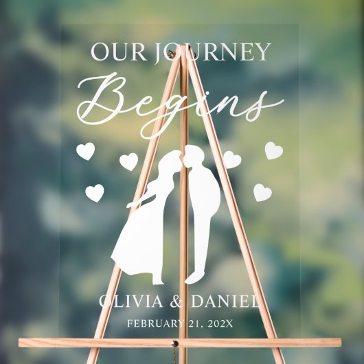 Our Journey Begins Personalized Wedding Acrylschild (Neutral)