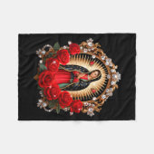 Our Lady Guadalupe Saint Virgin Mary In Roses Flow Fleecedecke (Vorderseite (Horizontal))