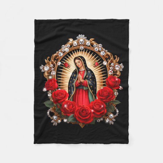 Our Lady Guadalupe Saint Virgin Mary In Roses Flow Fleecedecke (Vorderseite)