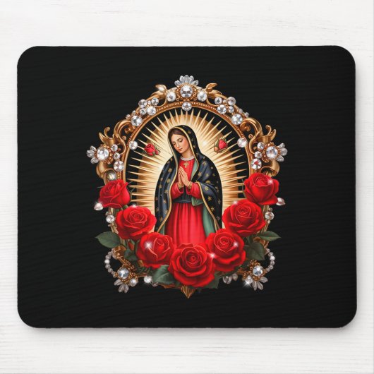 Our Lady Guadalupe Saint Virgin Mary In Roses Flow Mousepad (Vorne)