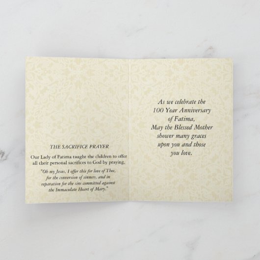 Our Lady of Fatima 100 Year Anniversary Karte (Innenseite)