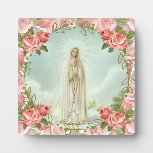 Our Lady of Fatima Pink Roses Fotoplatte (Vorderseite)