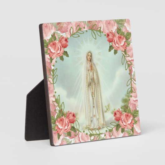 Our Lady of Fatima Pink Roses Fotoplatte (Vorderseite)