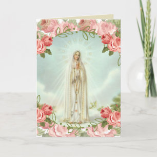 Our Lady of Fatima Pink Roses Karte
