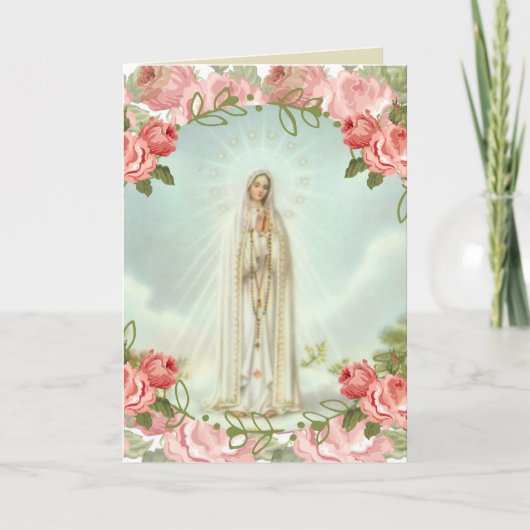 Our Lady of Fatima Pink Roses Karte (Vorderseite)