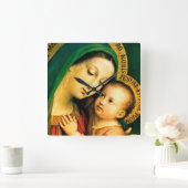 Our Lady Of Good Counsel Square Wall Clock Quadratische Wanduhr (Zuhause)