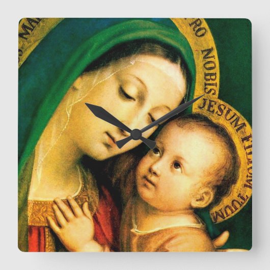 Our Lady Of Good Counsel Square Wall Clock Quadratische Wanduhr (Vorderseite)
