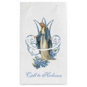 Our Lady of Grace Catholic Blue Floral  Kleine Geschenktüte (Rückseite)