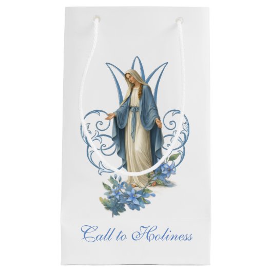 Our Lady of Grace Catholic Blue Floral  Kleine Geschenktüte (Vorderseite)