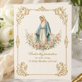 Our Lady of Grace Catholic Marian Floral Prayer Karte