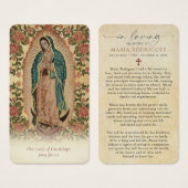 Our Lady of Guadalupe Floral Memorial Prayer Cards (Vorne & Hinten)