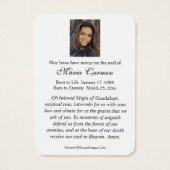 OUR LADY OF GUADALUPE FUNERAL PRAYER CARD (Rückseite)