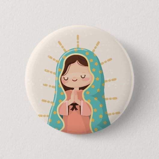 Our Lady of Guadalupe Kawaii Style Button (Vorderseite)