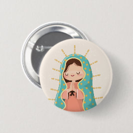Our Lady of Guadalupe Kawaii Style Button