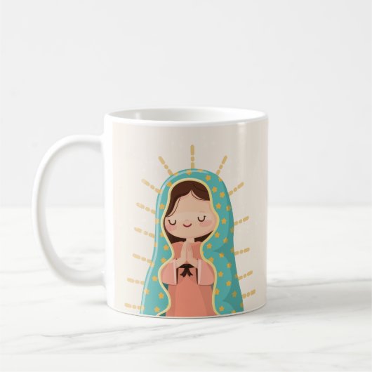 Our Lady of Guadalupe kawaii style with prayer Kaffeetasse (Links)