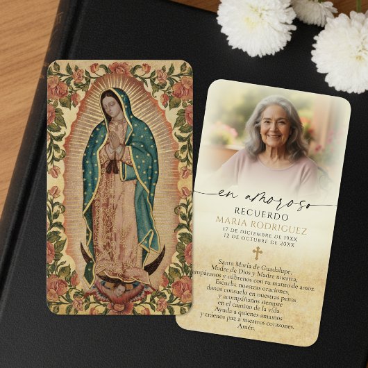 Our Lady of Guadalupe Photo Spanish Memorial Cards