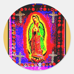 Our Lady Of Guadalupe Runder Aufkleber