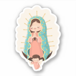Our Lady of Guadalupe with angel Kawaii Style Aufkleber