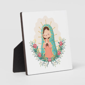 Our Lady of Guadalupe with flowers Kawaii Style Fotoplatte