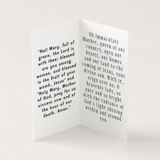 Our  Lady of  Immaculate  Conception Prayer Card (Innenseite)