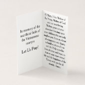 Our Lady of La Vang Prayer Card (Innenseite)