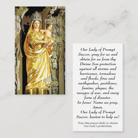 Our Lady of Prompt Succor Prayer Card Telefonnummerkarte (Vorne/Hinten)
