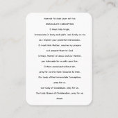 Our Lady of the Immaculate Conception Prayer Card Visitenkarte (Rückseite)