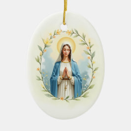 Our Lady of the Rosary God's Peace and Blessings Keramik Ornament