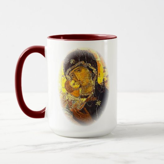 Our Lady Virgin Hail Mary Vladimir icon Prayer Tasse (Links)