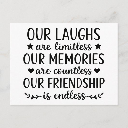 Our Laughs Are Limitless Friendship Quote  Postkarte (Vorderseite)