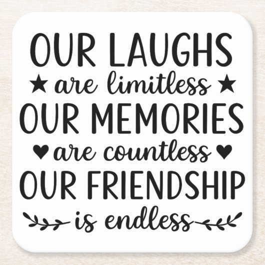 Our Laughs Are Limitless Friendship Quote Rechteckiger Pappuntersetzer (Vorderseite)