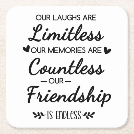 Our Laughs Are Limitless Friendship Quote Rechteckiger Pappuntersetzer (Vorderseite)