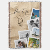 Our Life Custom Couple Photo Cascade with Line Art Decke (Vorderseite Vertikal)