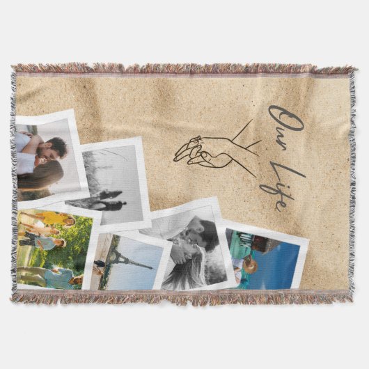 Our Life Custom Couple Photo Cascade with Line Art Decke (Vorderseite)