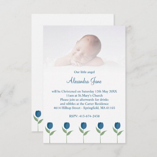 Our Little Angel Quote for Baby Baptism with Tulip (Vorne/Hinten)