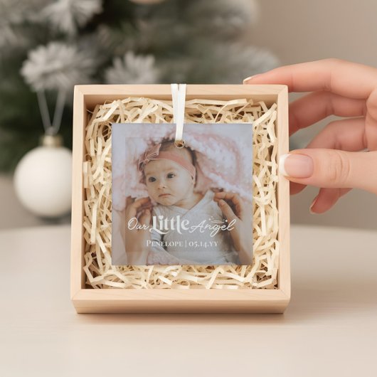 Our Little Angel Sweet Newborn Baby Photo Keepsake Ornament Aus Glas