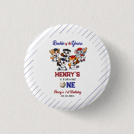 Our Little Animals Baseball 1st Birthday Party Button