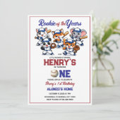 Our Little Animals Baseball 1st Birthday Party Einladung (Stehend Vorderseite)