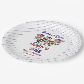 Our Little Animals Baseball 1st Birthday Party Pappteller (Schrägansicht)