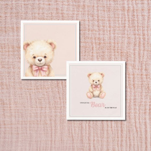 Our Little Bear on the Way Fall Baby Shower Pink Serviette