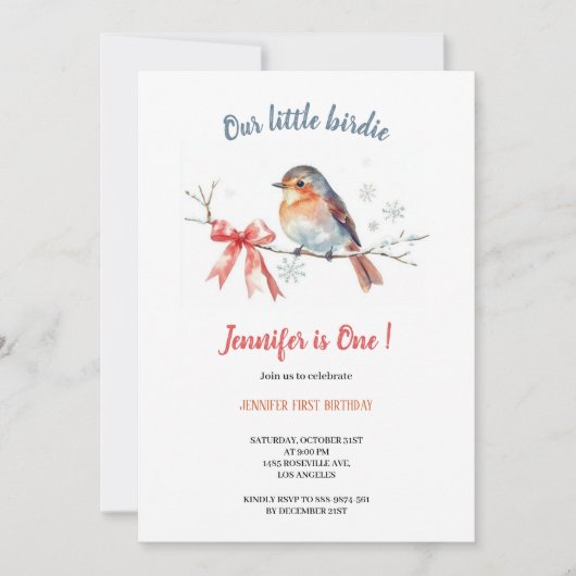 Our little birdie birthday invitation einladung (Vorderseite)