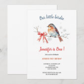 Our little birdie birthday invitation einladung (Vorne/Hinten)