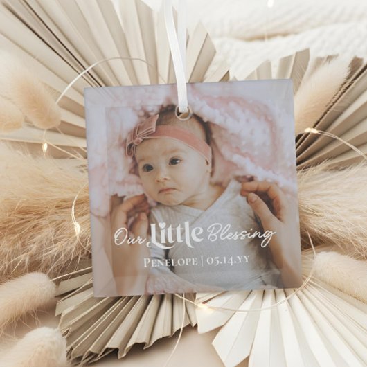 Our Little Blessing Newborn Baby Photo Keepsake Ornament Aus Glas